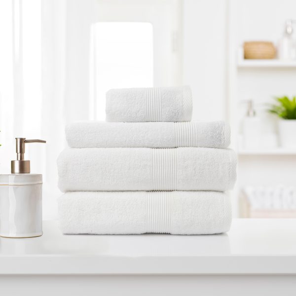Royal Comfort Cotton Bamboo Towel 4pc Set – White