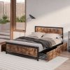 Batlow Metal Bed Frame Queen Mattress Base Platform Wooden 4 Drawers Industrial