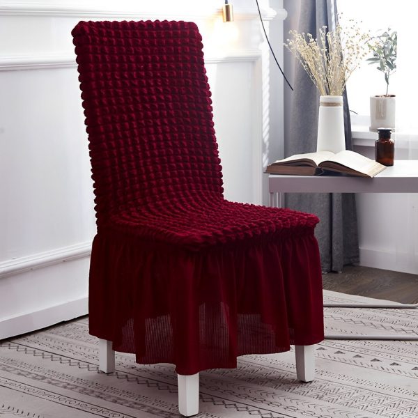 Burgundy Chair Cover Seat Protector with Ruffle Skirt Stretch Slipcover Wedding Party Home Decor