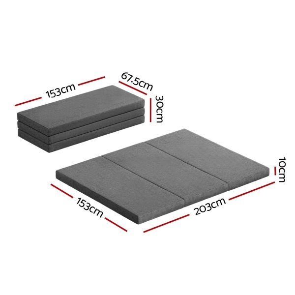 Bedding Foldable Mattress Folding Foam Queen Grey