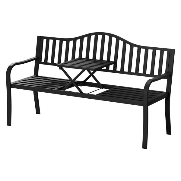 Outdoor Garden Bench Steel Foldable Table Furniture Patio Loveseat