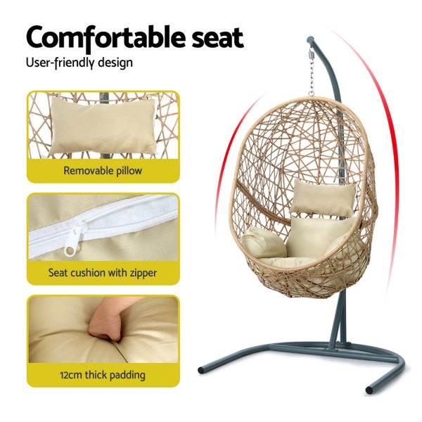 Swing Chair Egg Hammock With Stand Outdoor Furniture Wicker Seat Yellow