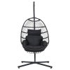 Egg Swing Chair Hammock Stand Outdoor Furniture Hanging Wicker Seat Grey