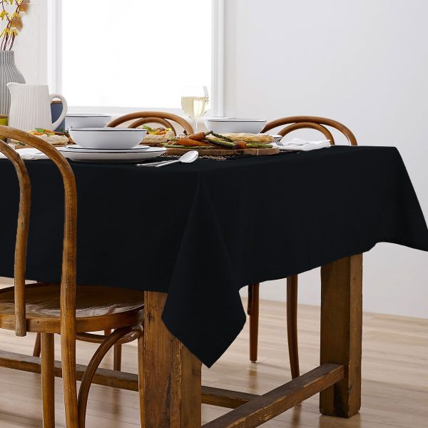 Ladelle Base Navy Linen Look 100% Cotton Tablecloth 150 x 265 cm