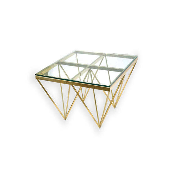 Pinnacle Gold Side Table – Clear Glass