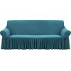 1-Seater Coffee Sofa Cover with Ruffled Skirt Couch Protector High Stretch Lounge Slipcover Home Decor