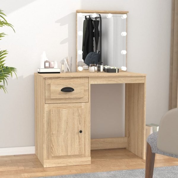 Dressing Table with Mirror White 90x50x132.5 cm Engineered Wood