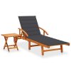 Garden Sun Lounger with Cushion Solid Wood Acacia