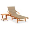 Garden Sun Lounger with Cushion Solid Wood Acacia