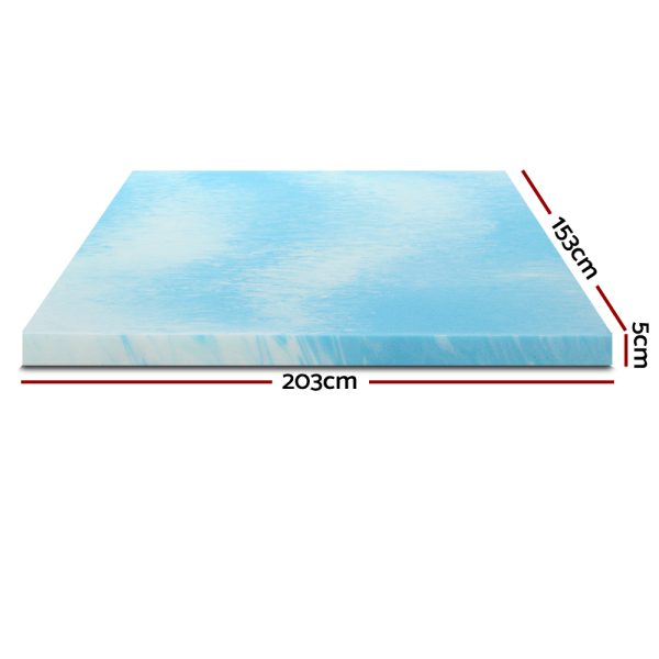 Cool Gel Memory Foam Topper Mattress Toppers w/ Bamboo Cover 5cm