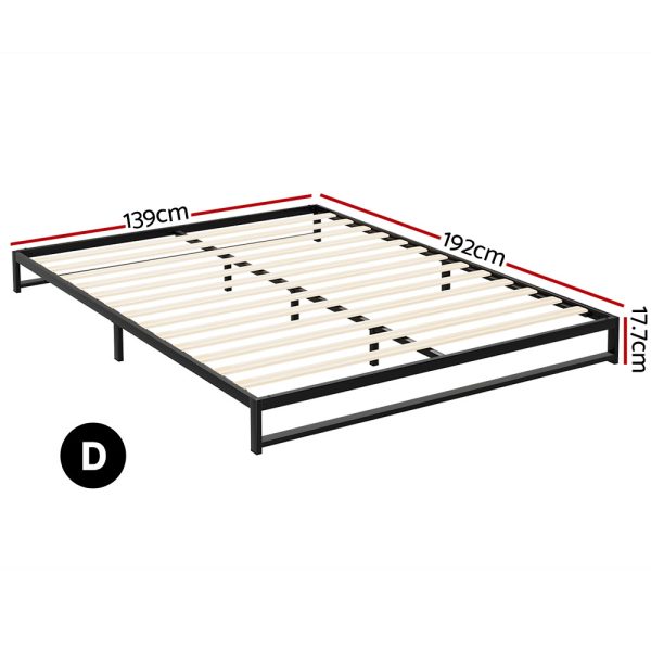 Metal Bed Frame Bed Base Mattress Platform Black BERU