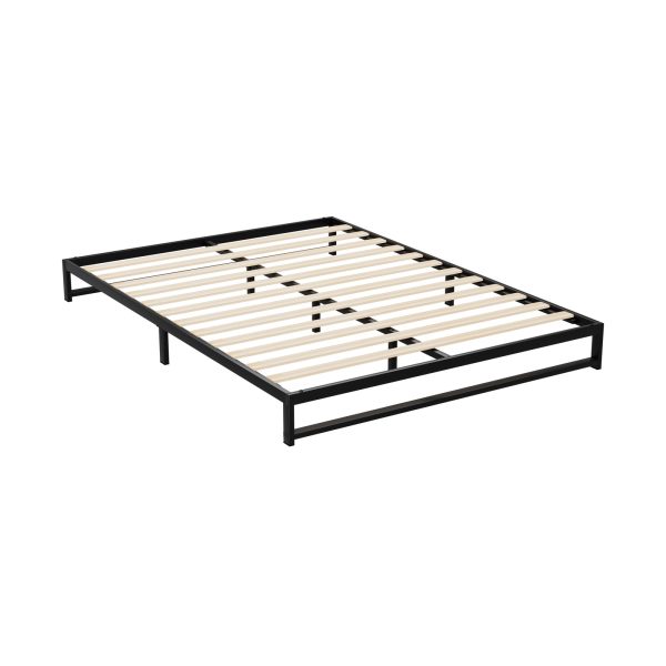 Metal Bed Frame Double Size Bed Base Mattress Platform Black BERU