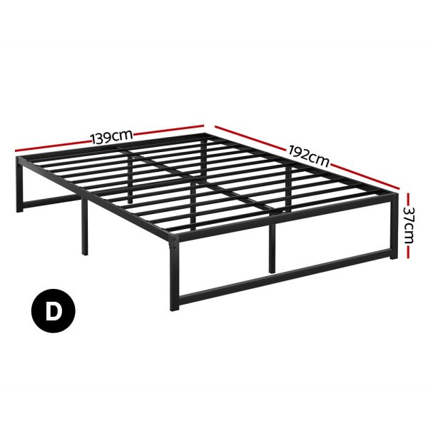 Bed Frame Metal Platform Bed Base Mattress Black TINO