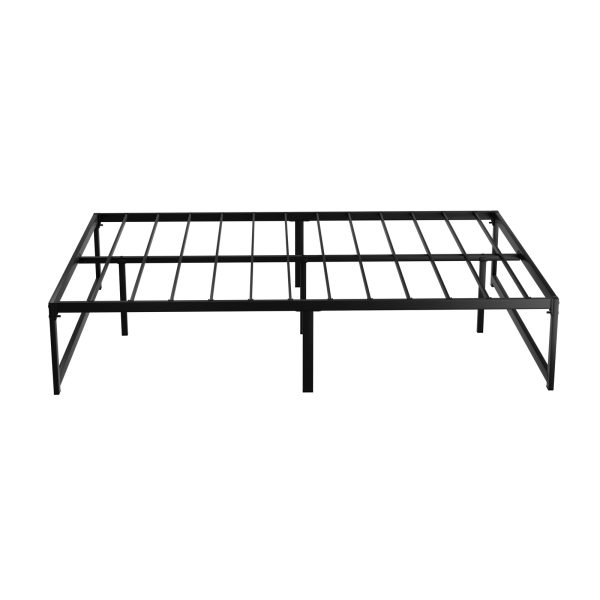 Bed Frame Metal Platform Double Size Bed Base Mattress Black TINO