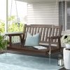 Porch Swing Chair with Chain Garden Bench Outdoor Furniture Wooden Brown