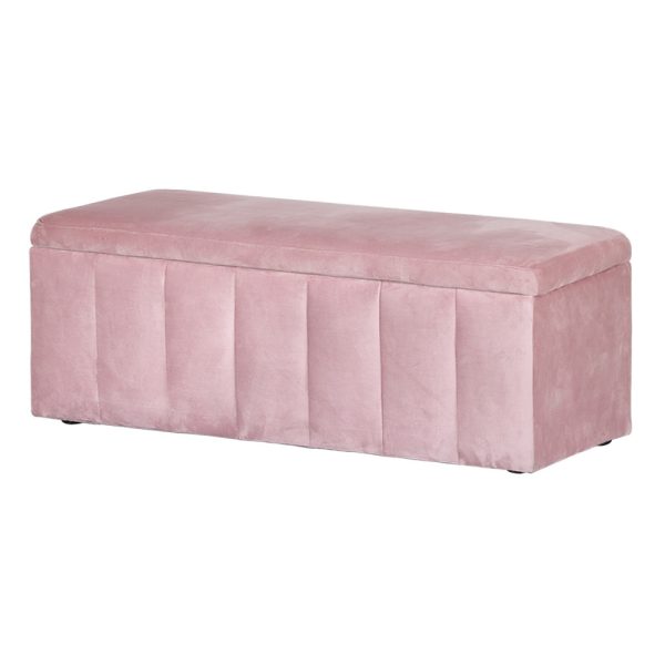 Storage Ottoman Blanket Box Velvet Chest Toy Foot Stool Couch Bed Pink