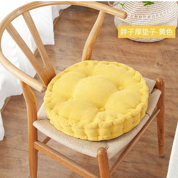 Yellow Round Cushion Soft Leaning Plush Backrest Throw Seat Pillow Home Office Decor