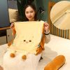 Cute Face Toast Bread Wedge Cushion Stuffed Plush Cartoon Back Support Pillow Home Decor