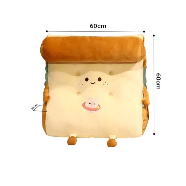 Cute Face Toast Bread Wedge Cushion Stuffed Plush Cartoon Back Support Pillow Home Decor