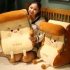 Cute Face Toast Bread Wedge Cushion Stuffed Plush Cartoon Back Support Pillow Home Decor