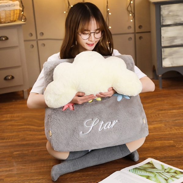 Grey Cute Star Cloud Cushion Soft Leaning Lumbar Wedge Pillow Bedside Plush Home Decor