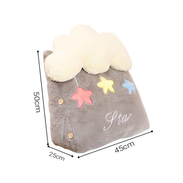 Grey Cute Star Cloud Cushion Soft Leaning Lumbar Wedge Pillow Bedside Plush Home Decor