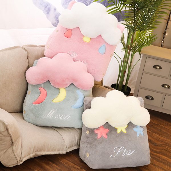 Grey Cute Star Cloud Cushion Soft Leaning Lumbar Wedge Pillow Bedside Plush Home Decor