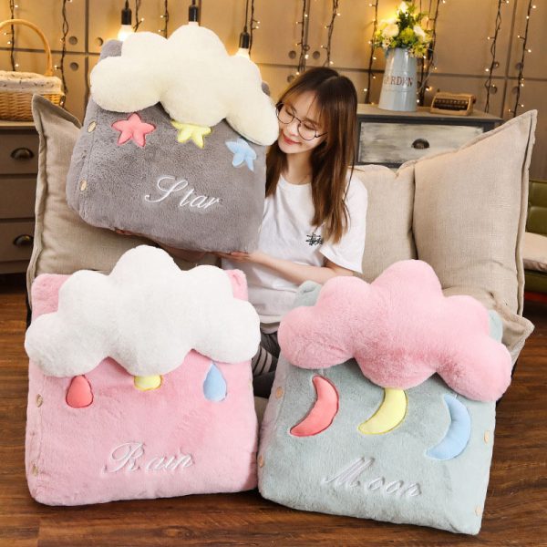 Grey Cute Star Cloud Cushion Soft Leaning Lumbar Wedge Pillow Bedside Plush Home Decor