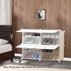 4 Tier 2 Column White Shoe Rack Organizer Sneaker Footwear Storage Stackable Stand Cabinet Portable Wardrobe with Cover