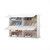 4 Tier 2 Column White Shoe Rack Organizer Sneaker Footwear Storage Stackable Stand Cabinet Portable Wardrobe with Cover