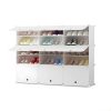 5 Tier 3 Column White Shoe Rack Organizer Sneaker Footwear Storage Stackable Stand Cabinet Portable Wardrobe with Cover