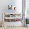 5 Tier 3 Column White Shoe Rack Organizer Sneaker Footwear Storage Stackable Stand Cabinet Portable Wardrobe with Cover