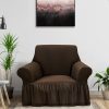 1-Seater Coffee Sofa Cover with Ruffled Skirt Couch Protector High Stretch Lounge Slipcover Home Decor