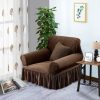 1-Seater Coffee Sofa Cover with Ruffled Skirt Couch Protector High Stretch Lounge Slipcover Home Decor