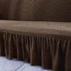 1-Seater Coffee Sofa Cover with Ruffled Skirt Couch Protector High Stretch Lounge Slipcover Home Decor