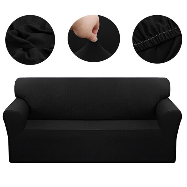 1-Seater Black Sofa Cover Couch Protector High Stretch Lounge Slipcover Home Decor