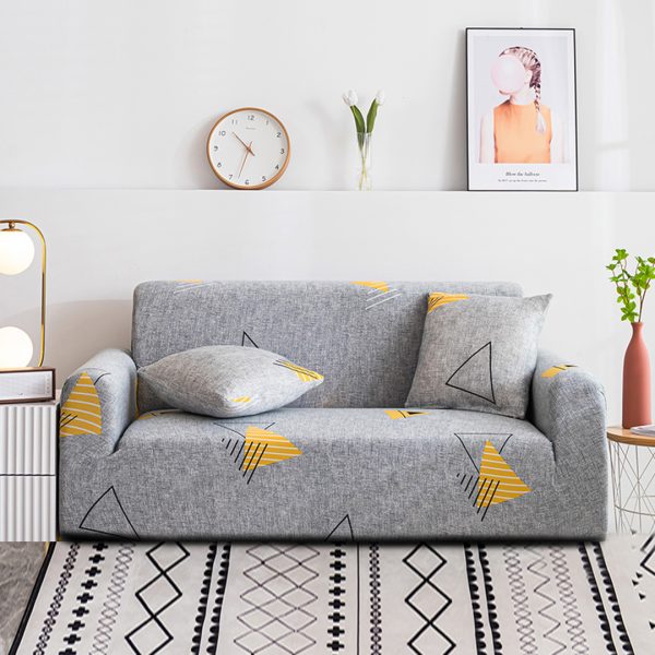 1-Seater Geometric Print Sofa Cover Couch Protector High Stretch Lounge Slipcover Home Decor