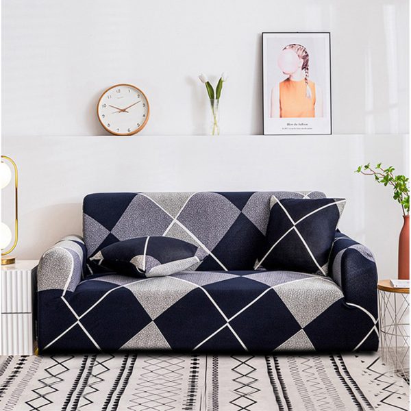 1-Seater Checkered Sofa Cover Couch Protector High Stretch Lounge Slipcover Home Decor