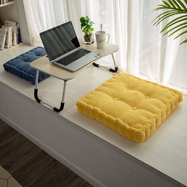 Yellow Square Cushion Soft Leaning Plush Backrest Throw Seat Pillow Home Office Decor