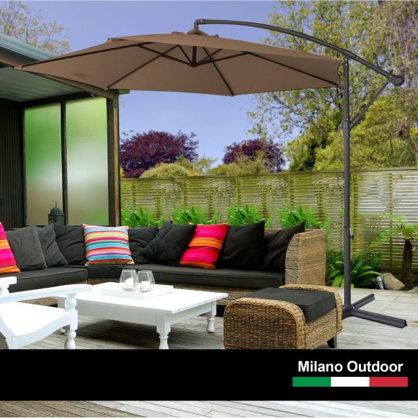 Milano 3M Outdoor Umbrella Cantilever With Protective Cover Patio Garden Shade – Latte