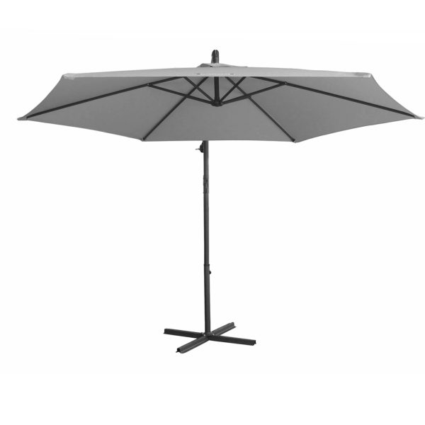 Milano 3M Outdoor Umbrella Cantilever With Protective Cover Patio Garden Shade – Grey