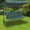 Milano Outdoor Swing Bench Seat Chair Canopy Furniture 3 Seater Garden Hammock – Dark Green