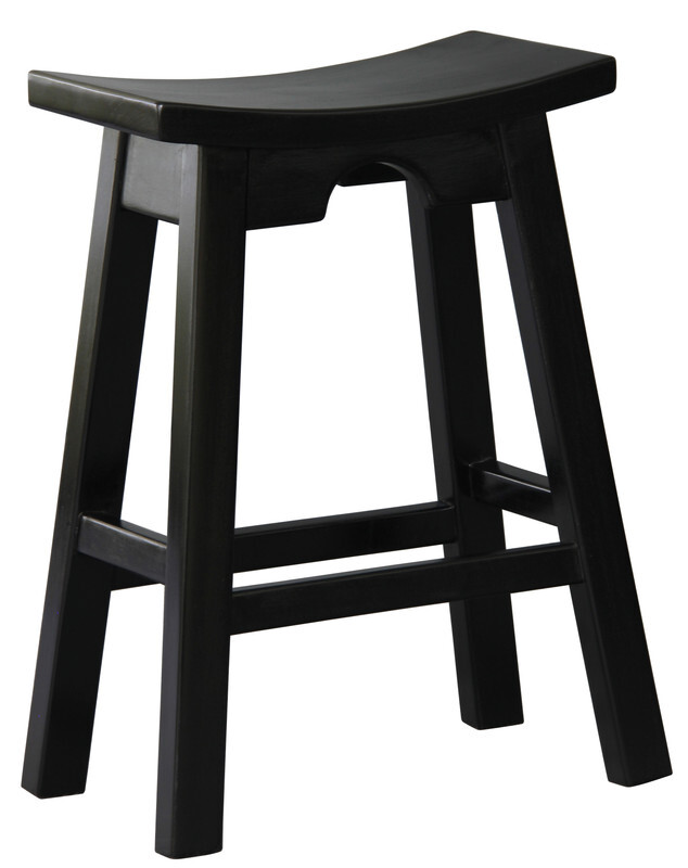 Zen Solid Mahogany Kitchen Counter Stool (Black)