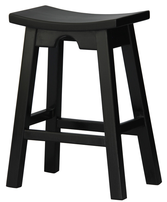 Zen Solid Mahogany Kitchen Counter Stool (Black)