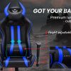 OVERDRIVE Diablo Reclining Gaming Chair Black & Blue Computer Lumbar Office Horns