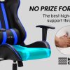 OVERDRIVE Diablo Reclining Gaming Chair Black & Blue Computer Lumbar Office Horns