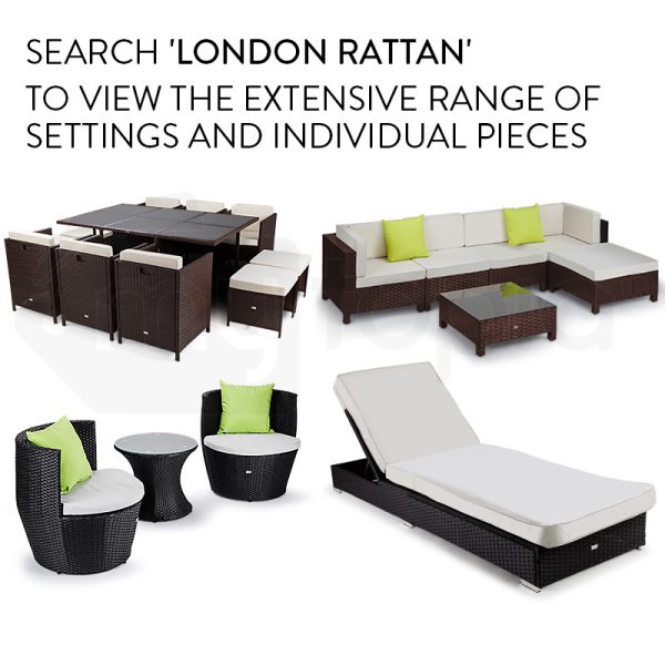 LONDON RATTAN 1pc Sofa Outdoor Furniture Setting – Steel Frame Garden Lounge.