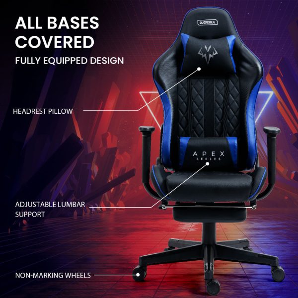 OVERDRIVE Apex Series Reclining Gaming Ergonomic Office Chair with Footrest