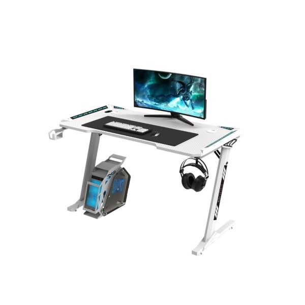 EKKIO RGB Gaming Desk Z Shape White 140cm EK-GD-109-AL