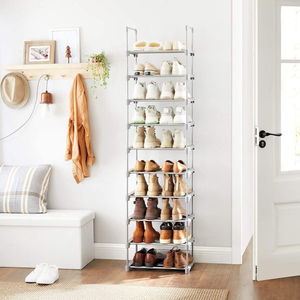 SONGMICS 10-Tier Metal Shoe Rack Customizable Design